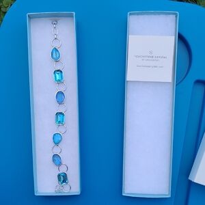 Touchstone Crystal Aqua and Silver Necklace